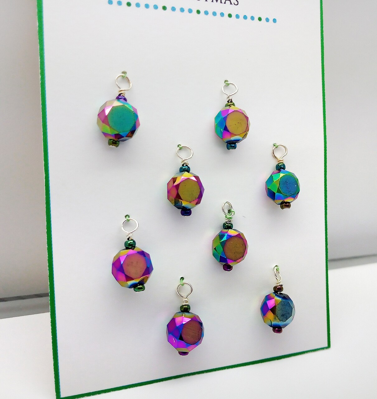 Metallic Mini Christmas Ornaments, 8 pieces with Hooks, Pretty Glass Baubles, Adorabilities